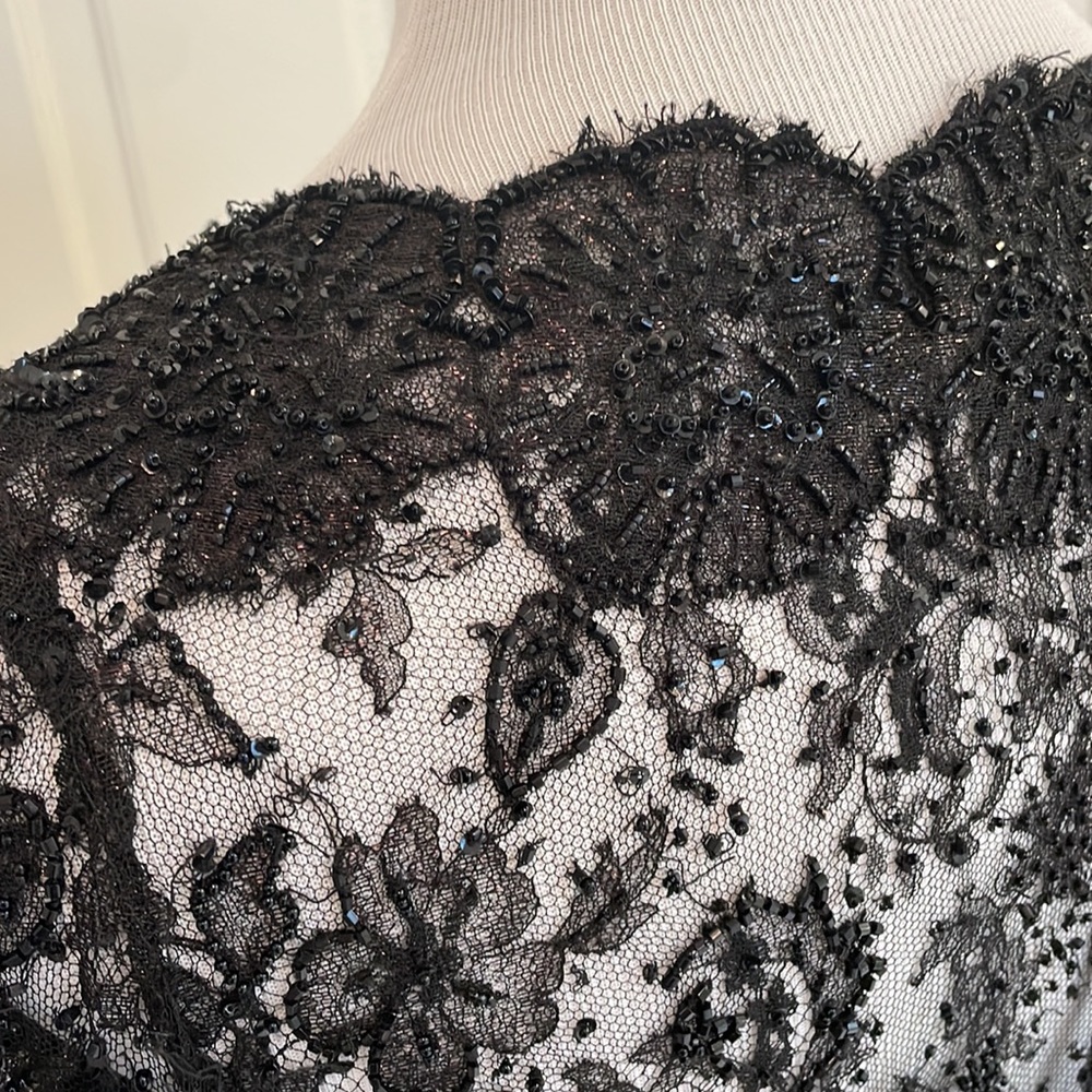 COUTURE BLACK LACE VINTAGE EVENING JACKET - Picture 9 of 12